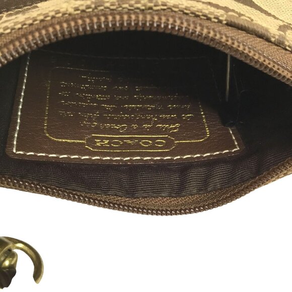 Coach Signature Brown Jacquard Wristlet Purse Clutch Bag Small Zip C Logo - Picture 6 of 6